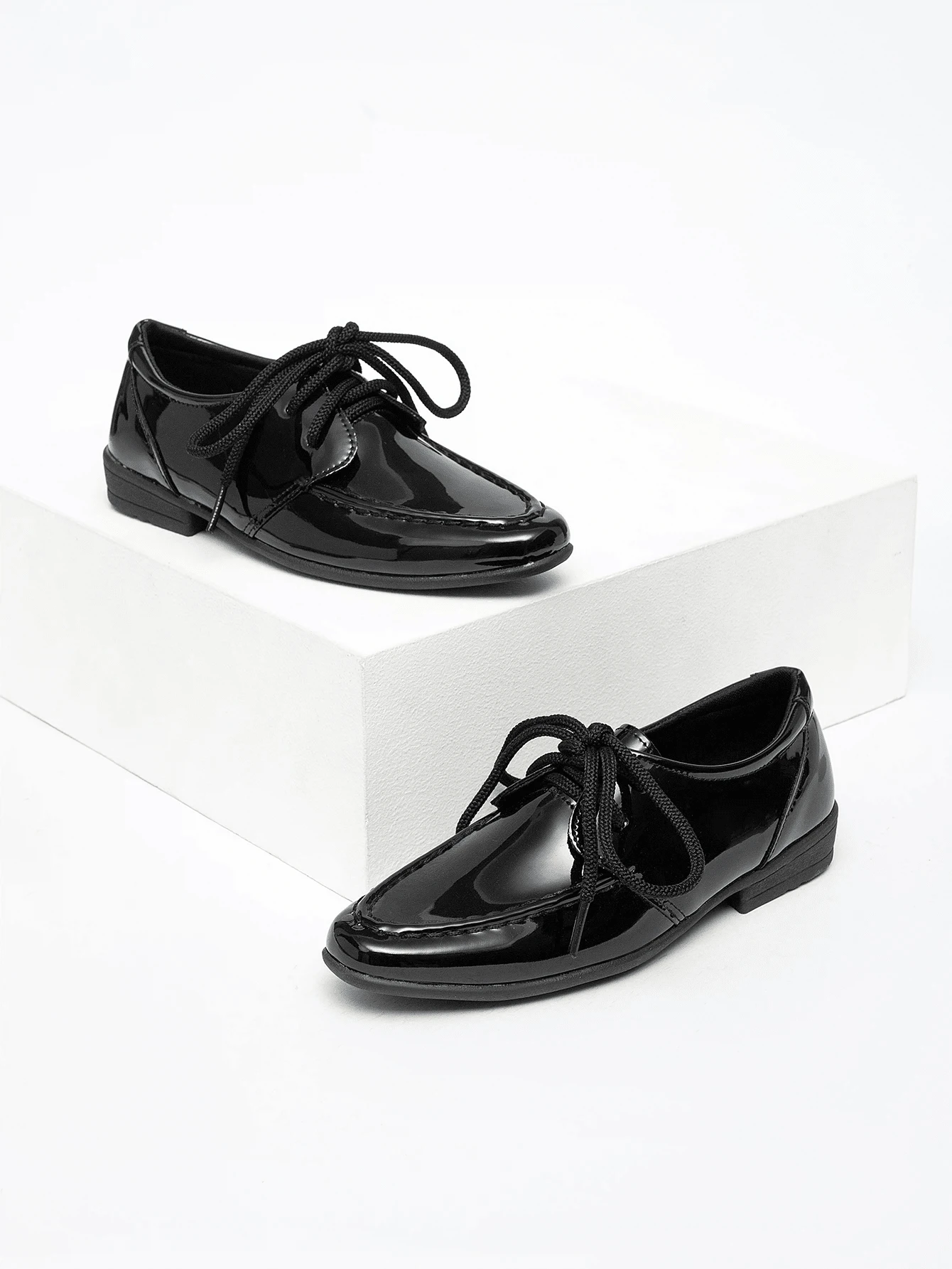 Children's Minimalist Black Classic Fashion Pointed Toe Leather Shoes - Black - View 1