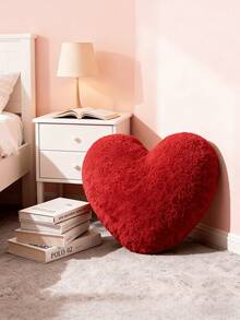 1pc Heart-Shaped Plush Throw Pillow, Red Color, Suitable As Valentine's Day, Wedding, Birthday Gift, Home Decor For Living Room, Bedroom - Red - View 6