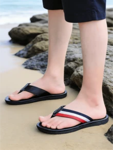 Men's Casual Flip Flops, Versatile Thong Sandals, Outdoor Fashion Slippers - Black - View 9