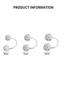 1件S999纯银香巴拉U型双肚脐环，肚脐饰品，肚脐环，身体穿刺配件，6毫米/8毫米/10毫米