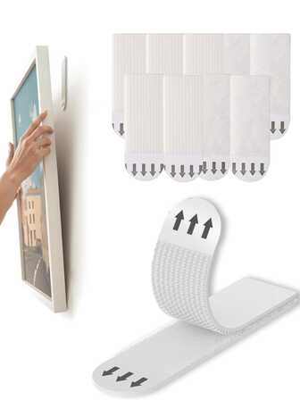 24pcs/12 Pairs Super Strong Adhesive Hanging Strips - No Nail Double-Sided Hook And Loop, Suitable For Wall Art, Electrical Cords, Home, Office, School Supplies | Best-Selling Premium Hanging Kit