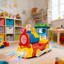 Colorful Light-Up Train & Carousel Toy Set - The Moving, Glowing Gift That Excites Every Child! Perfect For Stocking Stuffers, Birthday Parties & Holiday Surprises. - Color - View 3
