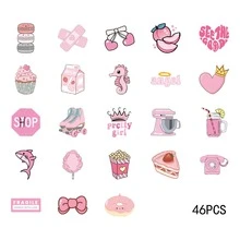 46 件套粉色美学贴纸，适用于办公室、笔记本电脑、水瓶、滑板、行李箱、DIY 剪贴簿、毕业礼物、学生鼓励和奖励、学校用品、返校 - 青檸色 - 查看 7