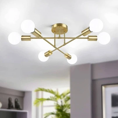 Lámpara de techo decorativa moderna de seis cabezales, luz personalizada creativa de múltiples cabezales, base de lámpara E26/E27, estilo minimalista moderno, adecuada para salas de estar, dormitorios y pasillos.