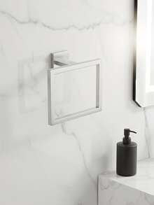 一套不锈钢浴室配件——毛巾架、毛巾环、卫生纸架、浴袍挂钩，安装简便 - 銀色 - 查看 3