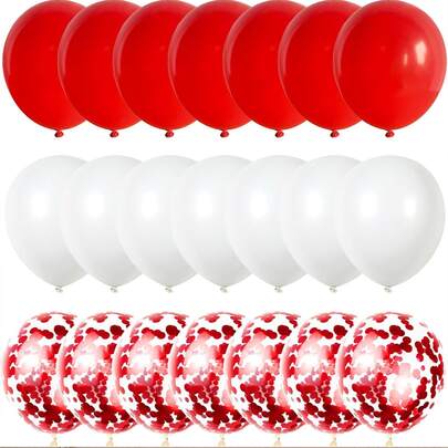 30/35/50pcs 12 Inch Red, White & Multicolor Confetti Latex Balloons Set - For Girls, Ladies, Helium, Party, Birthday, Wedding, Christmas, Valentine's Day Decoration, Thickened,