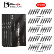 T-REX 100/50pcs Mixed Tattoo Ink Cartridge Needle Set - RL RS M1 Model Standard Round Serif Needle For Artists And Beginners, Precision Tip, Large Capacity Ink Storage, Skin-Friendly Design - Light Grey - View 13