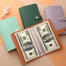 A 100-Page Rectangular Banknote Storage Book, Cash Savings Book, Accounting Notebook For Saving Money, Capable Of Holding Cash And Banknotes, A Large-Capacity Cash Notebook Specially Designed For Storing Coins, Stamps And Cards. - 彩色 - 查看 10