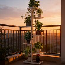 7/6/5/4 Tier Plant Stand - Home Garden Decor & Plant Storage Rack - Creative Pot Organizer Stunning Design, Perfect For Indoor/Outdoor Decor Space-Saving Indoor/Outdoor Plant Stand - Bảy lớp màu trắng - Xem 8