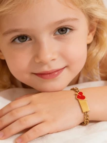 Personal Cute Heart Mermaid Kids Custom Name Stainless Steel ID Bracelet Valentine'S Day Birthdays Party Gift - Gold - View 3