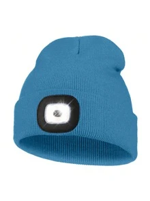 USB Rechargeable LED Knitted Beanie Hat, Unisex Warm Winter Cap With Headlamp, Knitted Night Light Hat With Flashlight - Single - View 25