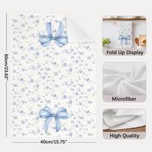 2 piezas Paños de cocina diarios simples con estampado de conejo de flores azules, material de poliéster suave, adecuados para decoración de cocina, limpieza, decoración de fiestas, artículos esenciales de cocina y baño, decoración del hogar, regalo de inauguración de la casa - Multicolor - Ver 5
