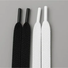 1 Par de Cadarço Para Tênis Poliester Achatado 120cm R1929 - Preto - Visão 2