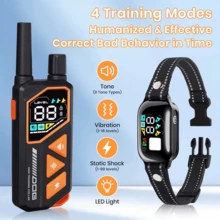 Nuevo collar de entrenamiento inteligente para perros con control remoto eléctrico, antiladrido, resistente al agua IPX7, vibración y descarga para modificar el comportamiento de las mascotas, con alcance de 1000m