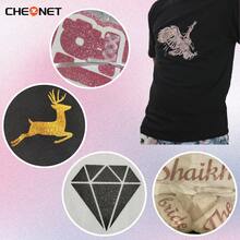 CHEONET Glitzer Transferfolie Rolle - Leuchtende Mehrfarben-Transferfolie zum Selbermachen von Stoffnamensschildern, T-Shirts und Partydekoration, einfach zu schneiden, perfekte Bügel-Folie für DIY Stoffprojekte und Bekleidungsdesign