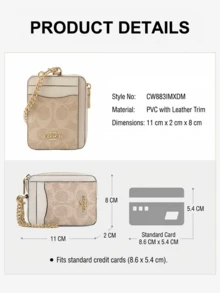 Authentic Zip Card Women's Card Case Mini Wallet Sand/Chalk/Pink CW883 IMXDM | Signature Canvas Zip Closure Card Slots Compact Daily Travel Clutch Purse Gift For Her | Designer Mother's Day Present - Perfect Card Case Gift For Her - Im/Sand/Chalk - View 4