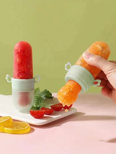 KUNT 1pc Baby Squeeze Fruit Puree Bottle, Multifunctional Soft Spoon, Baby Food Feeder, Silicone Nipple