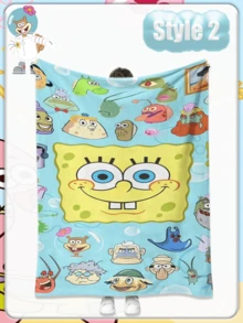 SpongeBob SquarePants 卡通方裤子午睡毯，办公室午睡毯，卧室空调毯，柔软毯套 - 彩色 - 查看 16