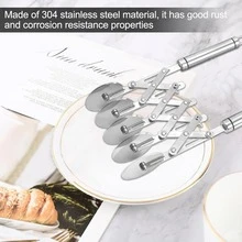 5 Wheel Dough Cutter, Spaghetti And Noodle Slicer, Pastry Cutter Set, Multiple Pasta Roller Cutter Tools, Baking Roller Adjustable Pizza Knife Slicer, Splitter With Handle - Bạc - Xem 5