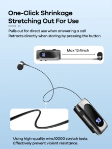 REMAX 蓝牙单耳耳机，具备降噪功能，夹式设计，可伸缩线缆，来电震动提醒，60 小时超长续航，HiFi 音质，蓝牙 5.2 双设备连接，自拍遥控，游戏耳机，运动耳机，轻巧便携 - K55 - 查看 5