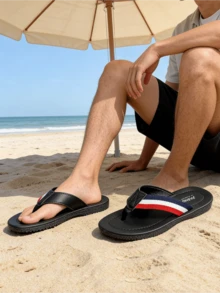 Men's Casual Flip Flops, Versatile Thong Sandals, Outdoor Fashion Slippers - Black - View 4