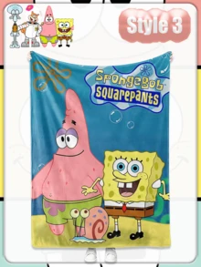 SpongeBob SquarePants 动漫海绵宝宝法兰绒卧室单人空调毯，外观高档，防污毯套 - 彩色 - 查看 9