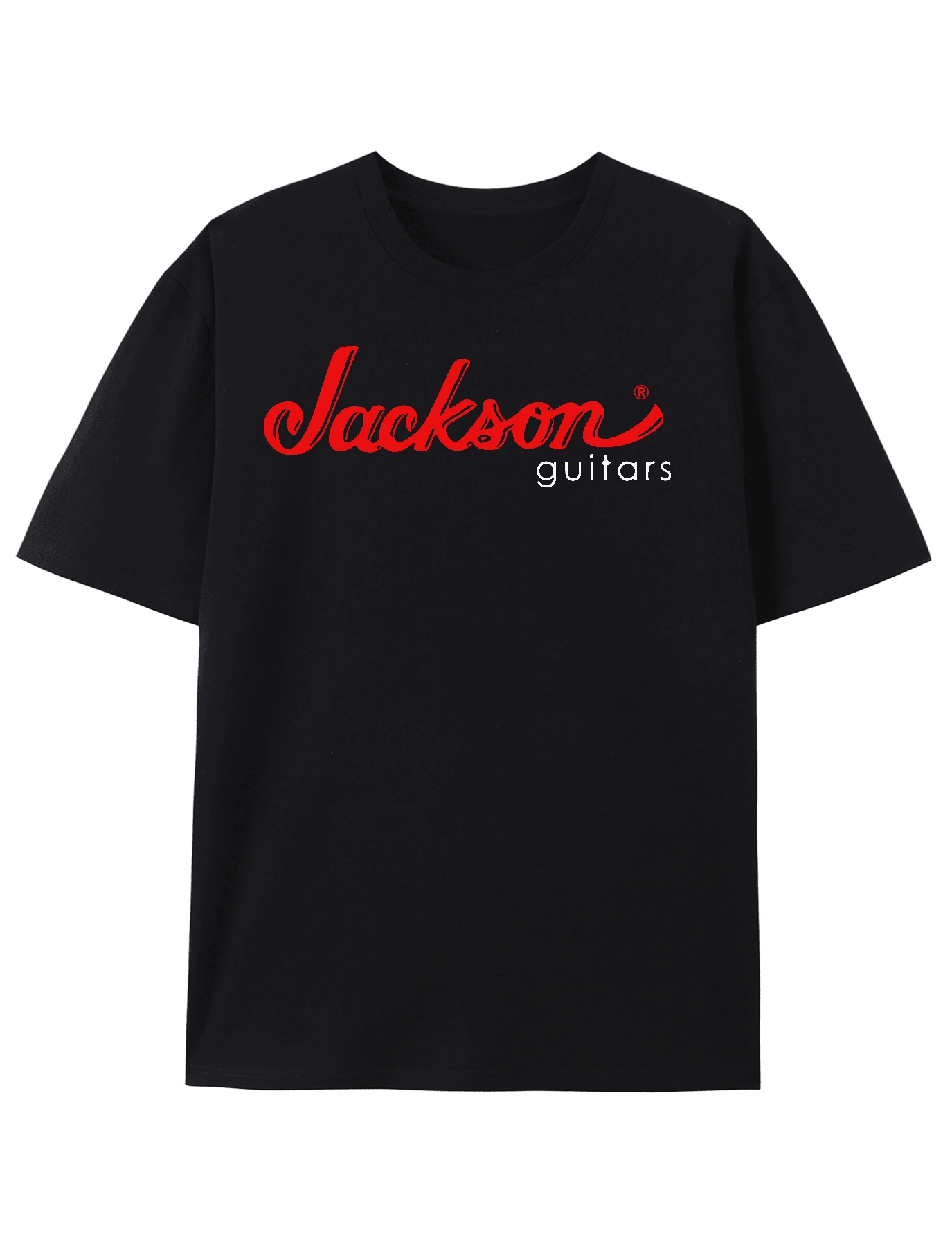 Jackson Guitars Men's Black T-Shirt With Red Logo & Geometric Applique Design - Casual Short Sleeve Round Neck Tee, Regular Fit For Music Enthusiasts, Sizes S-5XL - màu đen - Xem 1
