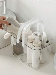 1pc Transparent Shower Caddy, Bathroom Toiletry Storage Basket - Transparent - View 4