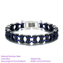 1 件朋克摇滚不锈钢男士手链，摩托车骑行手链自行车链嘻哈珠宝新款时尚日常佩戴生日礼物 - 鏈條手鍊 - 查看 14