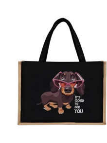 Bolsa Fashionlinen feminina com estampa de um fofo Dachshund com óculos rosa, conjunto de bolsa tote e carteira, bolsa leve e espaçosa para o dia a dia, bolsa resistente e durável para trabalho, casamento, viagens, aniversários, praia, férias, escola, o presente perfeito.