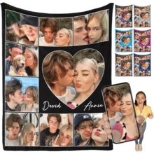 1pc Custom Photo Text Flannel Throw Blanket Personalized Blanket Room Deocr Customization Christmas Decrotions Quick Ship Items Personalized Photo Collage And Text Soft Cozy Warm Customized Blanket Lightweight Portable Custom Blanket Machine Washable For Living Room Bedroom Office Travel Camping Use Perfect Gift For Pet Owners Dog Cat Lovers Husband Boyfriend Dad Grandpa Uncle Groom Girlfriend Wife Sister Daughter Grandma Aunt Bride Bestie Friend Anniversary Celebrant Valentine's Day Christmas Mother's Day Father's Day Graduation Party Easter Teacher Appreciation Week National Coaches Day Boss's Day Retirement Gift National Employee Gratitude Day - 多色12 - 查看 12