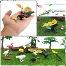 10 件/套逼真的塑料实心野生鸟类动物玩具，包括绿鹦鹉、金刚鹦鹉、长尾小鹦鹉、玄凤鹦鹉、巨嘴鸟、猫头鹰、蜂鸟、火烈鸟、白鹭，可用于儿童早期教育和认知，适合作为圣诞节和生日礼物 - 彩色 - 查看 4