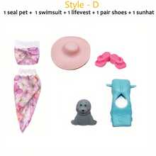 Juego de playa de muñeca de 11.5" y muñeco de 12" - Incluye traje de baño, pantalones de baño, zapatos de playa, disfraz de sirena, equipo de buceo y accesorios de playa | Regalo ideal para niños creativos - Múltiples opciones, diversos estilos, mezcla y combina a tu gusto. - Ver 17