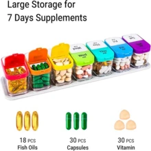 7/31-Day Portable Pill Organizer With Dividers - Easy To Label, Pill Organizer, Suitable For Vitamins, Supplements, Tablets - Ideal For Travel, Home, Or Doctor's Office Use, Compact Design, Durable Construction, Vibrant Color Storage Box - màu sắc - Xem 7