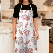 1 Tạp dề in họa tiết trái tim, 100% Polyester, Không tay, Thiết kế dây đeo cổ, Thích hợp để nấu ăn, nướng bánh và giải trí, Tuyệt vời cho gia đình, nhà hàng, tiệc tùng, BBQ ngoài trời, tạp dề nướng bánh | Tạp dề rực rỡ | Tạp dề Polyester | Tạp dề in - Nhiều màu - Xem 3
