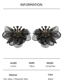 1对女士闪亮彩色水钻布艺花朵大耳钉 时尚夸张吸睛饰品 派对舞会 - 彩色 - 查看 16