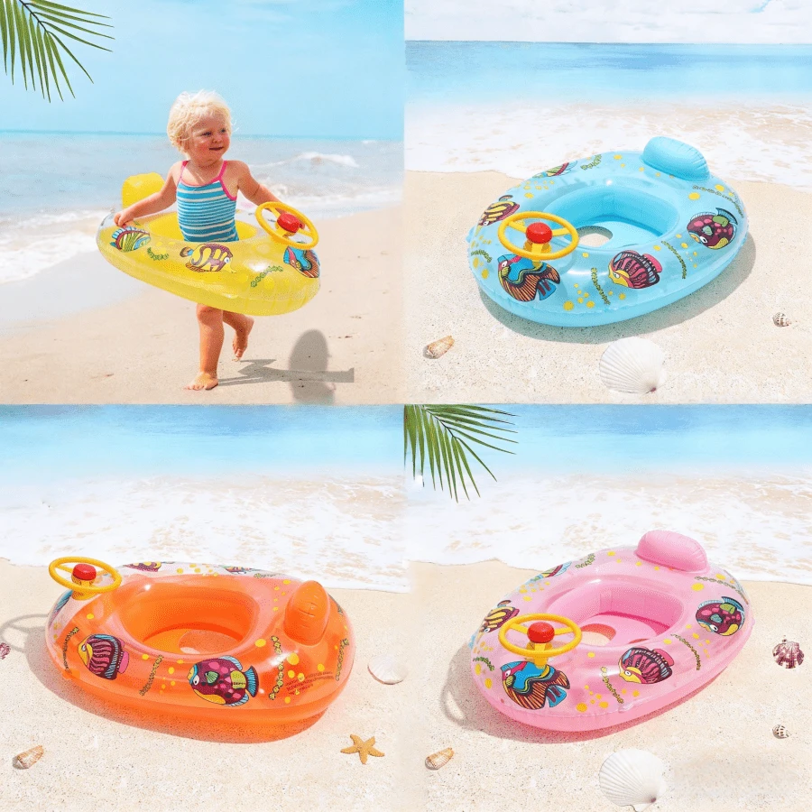 1个婴儿游泳池漂浮座椅，可爱充气游泳圈漂浮座椅，带双把手，适用于婴儿/幼儿游泳池和浴缸