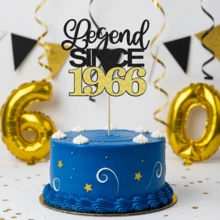 1pc Vintage 1985/1945/1955/1965/1975/1995 Year Cake Topper, 30-80 Years Old Birthday Cake Decoration Picks, Birthday Party Cake Toppers, Anniversary Celebration Cake Decor, Glitter Black - Multicolor - View 9