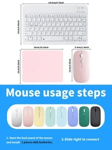 4-In-1 Keyboard Protective Case, Compatible With Samsung Galaxy Tab, IPad, Redmi Pad SE, Includes Detachable Wireless Bluetooth Keyboard (150mAh) And Mouse, Tablet Protective Case With Pen Slot