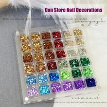 36/64/100 Slot Scatola Gioielli in Acrilico Trasparente, Scatola Portaoggetti per Anelli e Gemme, Scatola Organizer per Conchiglie, Perfetta per Conservare Paillettes, Brillantini e Fiori Secchi, Scatola Gioielli Ideale per Signore, Ottimo Regalo per Rientro a Scuola, Ringraziamento, Natale e Capodanno, Alla Moda e Pratica, Soluzione di Stoccaggio Perfetta per Hobbisti DIY e Appassionati di arte di unghie - Multicolore - Visualizzare 8