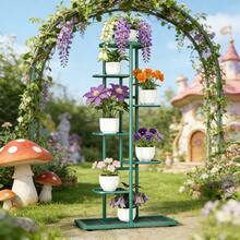 7/6/5/4 Tier Plant Stand - Home Garden Decor & Plant Storage Rack - Creative Pot Organizer Stunning Design, Perfect For Indoor/Outdoor Decor Space-Saving Indoor/Outdoor Plant Stand - 七層青色 - 查看 6