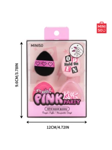 Nom conjoint de MINISO Link Party, Ensemble de 3 sacs cosmétiques avec étui de protection - En cuir PU antidérapant, utilisé pour la poudre et le correcteur, cadeau portable et charmant, cadeaux, voyage, articles bon marché, accessoires de voyage - Rose bonbon - Voir 2