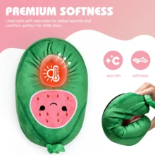 Kids Casual Warm Fluffy Cotton Slippers Cute Animal Soft Winter Home Shoes Non Slip Round Toe Indoor Slide Toddler Slippers For Boys And Girls - Dưa hấu xanh - Xem 2