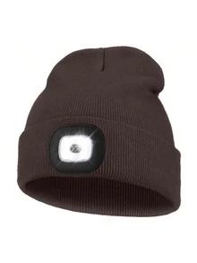 USB Rechargeable LED Knitted Beanie Hat, Unisex Warm Winter Cap With Headlamp, Knitted Night Light Hat With Flashlight - Single - View 27