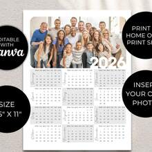 Customizable 2026 Photo Calendar Template, Personalized Family Photo Calendar, Custom Photo Gift, Wall Calendar, Printable Canva Template - Multicolor - View 5