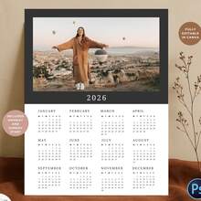 Customizable 2026 Photo Calendar Template, Personalized Family Photo Calendar, Custom Photo Gift, Wall Calendar, Printable Canva Template - Multicolor - View 7