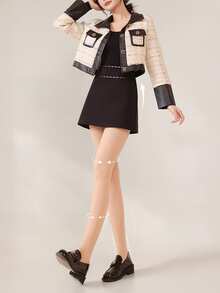 1 Pair 220g Women' Thicken Thermal Tights Leggings Women Warm Winter Fleece Velvet Thermo Stockings High Waist Elastic Slim Sexy Beige Pantyhose Tights Underwear,Winter Leggings, Thickened Warm Pants, Tight Pants, Winter Leggings, And Socks,Thermal Lined Tights - Apricot - View 5