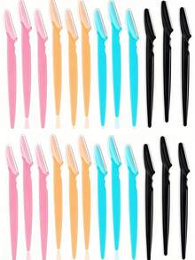 1/5/10/40pcs Long Handle Eyebrow Trimmer, Facial Shaver For Men And Women, Sharp Hair Removal Knife, Facial Skin Smoothing Tool, Ergonomic Long Handle Eyebrow Trimmer, Sharp Hair Removal Knife With Anti-Scratch Guard - Multicolor - View 1