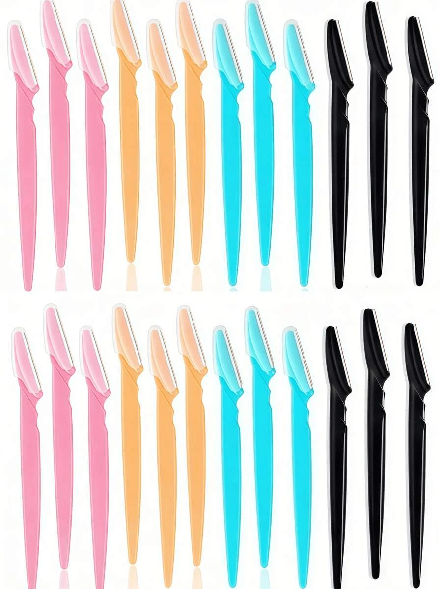 1/5/10/40pcs Long Handle Eyebrow Trimmer, Facial Shaver For Men And Women, Sharp Hair Removal Knife, Facial Skin Smoothing Tool, Ergonomic Long Handle Eyebrow Trimmer, Sharp Hair Removal Knife With Anti-Scratch Guard - Multicolor - View 1