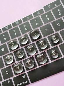 10pcs/Pack Crystal Clear Keyboard Stickers, Designed For Women, Keyboard Decals, Typing Stickers, 3D Nail Art Accessories, Special Transparent Decoration, Non-Damaging To Nails, Transparent DIY Keycaps, Self-Adhesive, Women's Office Keycaps, Damage Resistant, Long Nails Typing Tool, Nail Art Typing Stickers, Transparent Silicone Keycaps, 3D Stickers - Multicolor - View 6